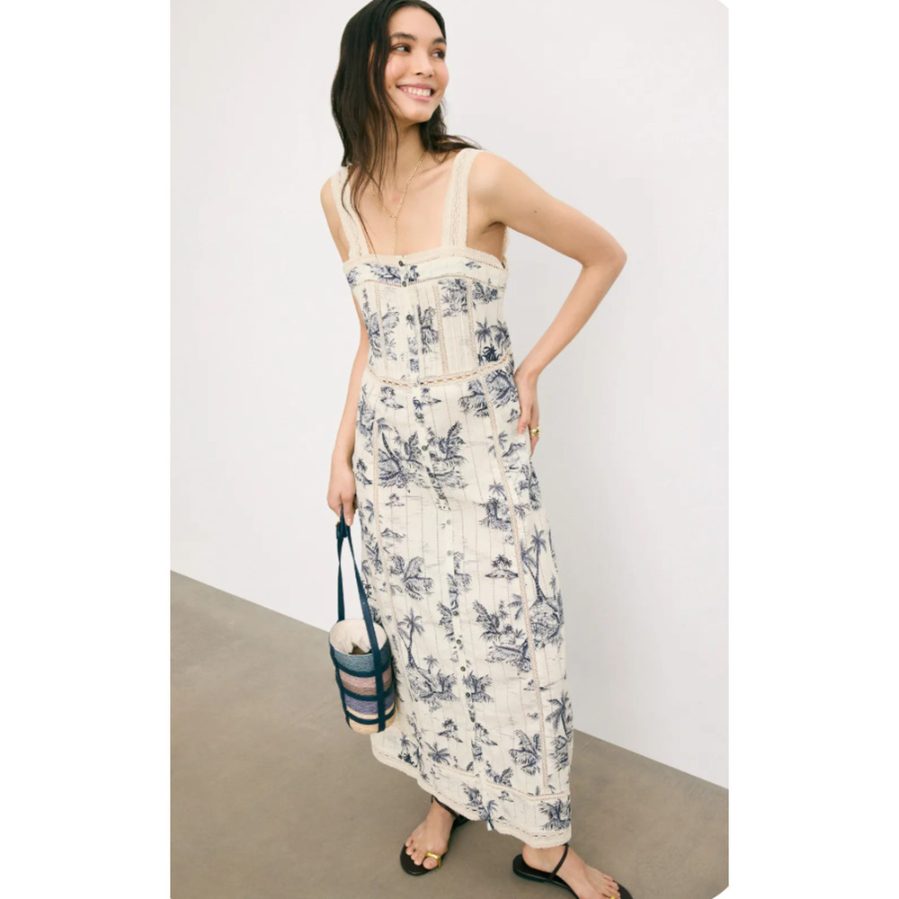 Zadig & Voltaire Renaid Cotton Tropical Island Maxi Dress Size L